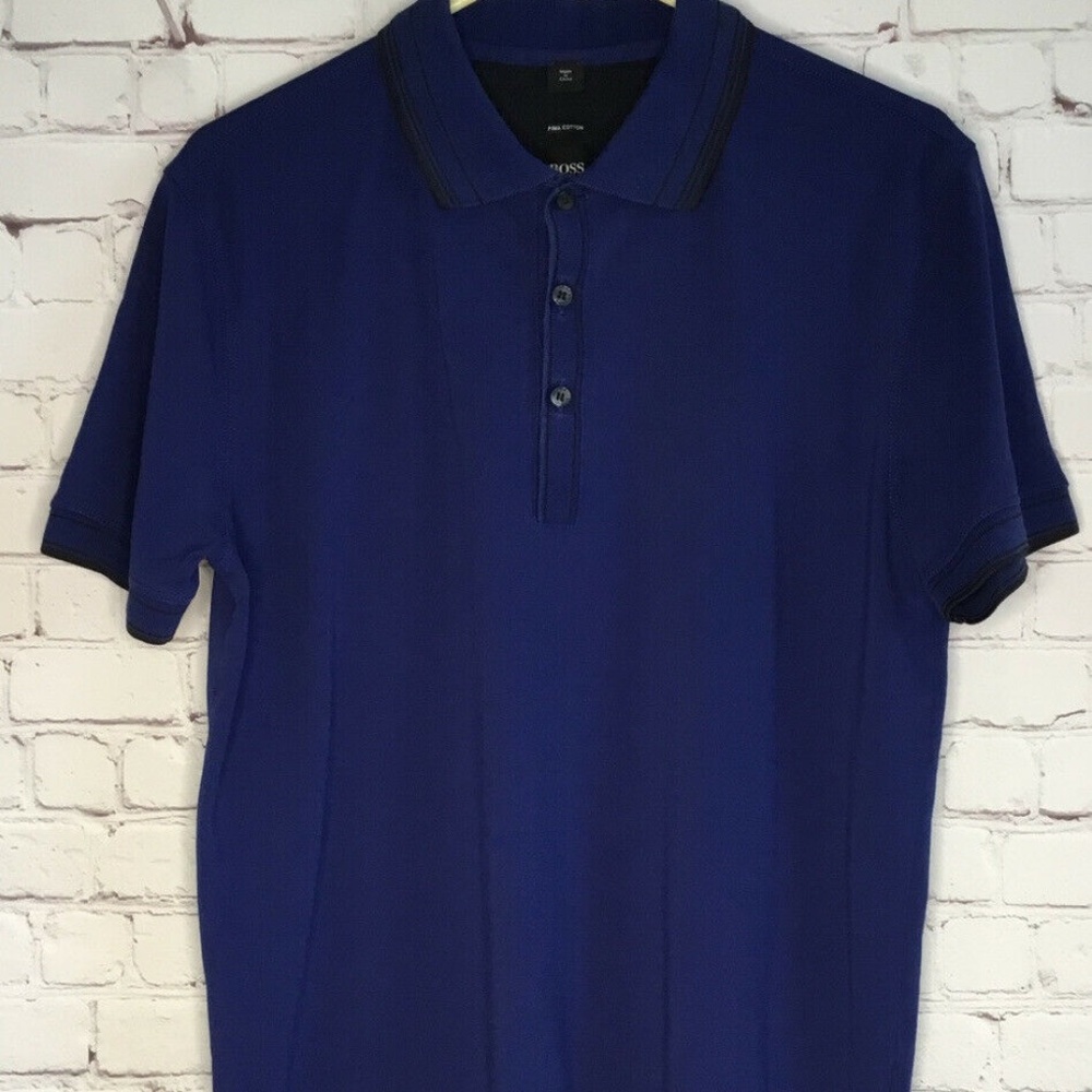 Hugo Boss Slim Fit Men's Navy Pima Cotton Polo Shirt Size M